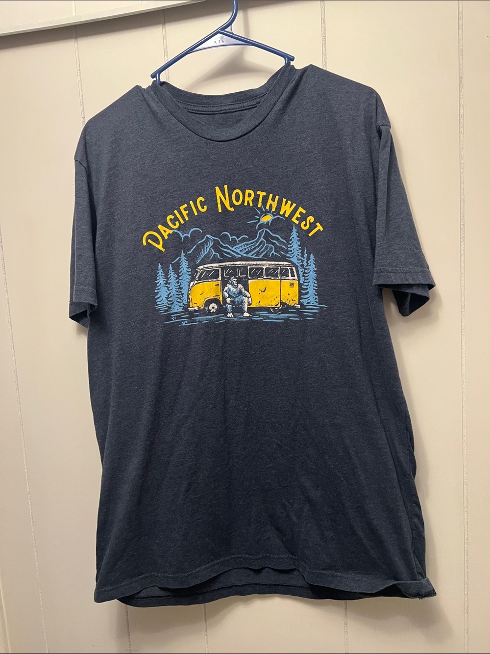 Pacific Northwest Graphic Tee - Navy with Yellow Print XL